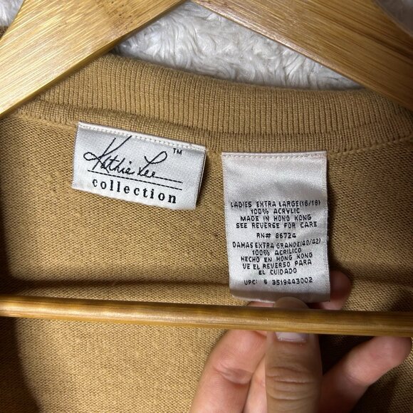 Kathie Lee Collection Women’s XL Brown Cardigan Button Up Collared Sweater‎ - Picture 4 of 4